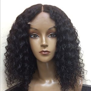 SOLD !Brazilian curly lace closure wig in 14”